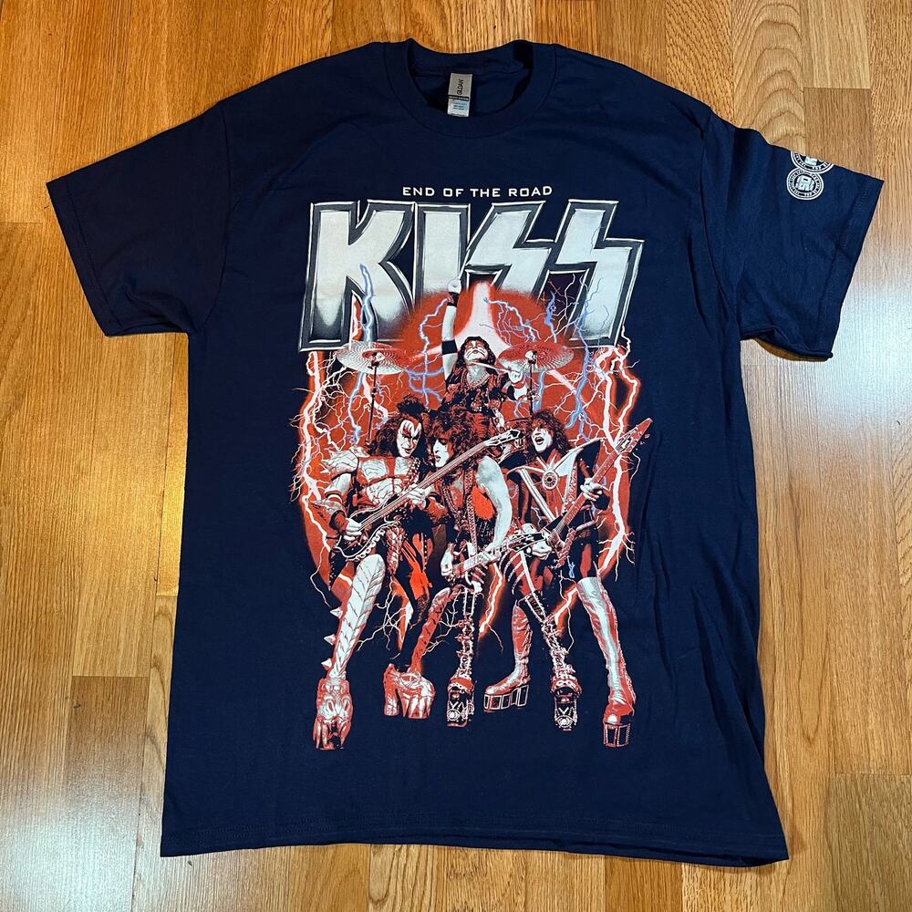 KISS Band End Of The Road Farewell Tour Unisex Size M‎ Cotton Blue T-Shi